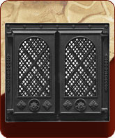 108 - Каминная дверца застекл,декор. рама с решеткой размеры 550х480 мм, вес 28,0 кг 